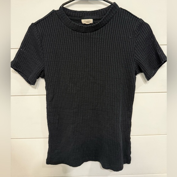 Pilcro Tops - Anthropologie Pilcro Black Ribbed Knit Top